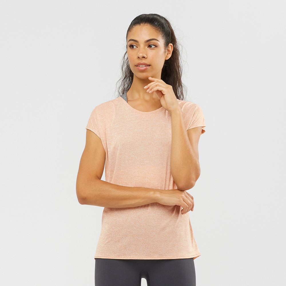 Salomon Israel XA SLEEVE TECH W - Womens T shirts - Beige (JEND-78051)